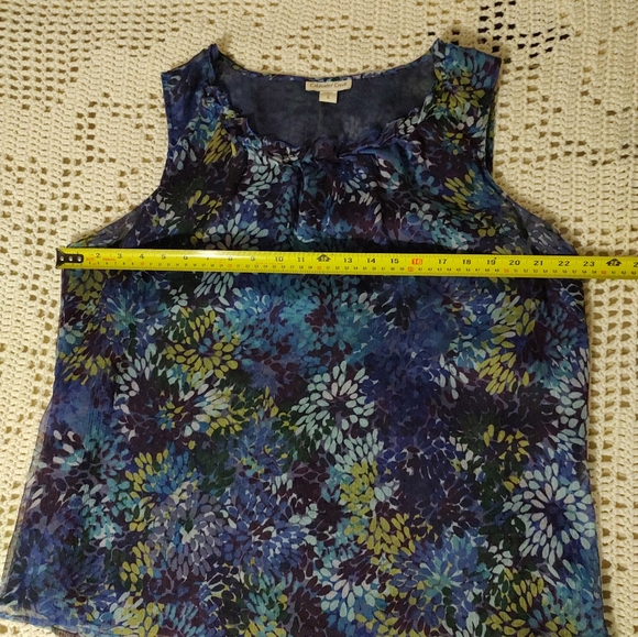 Coldwater Creek Blue Purple Floral Sleeveless Blouse - Picture 9 of 10